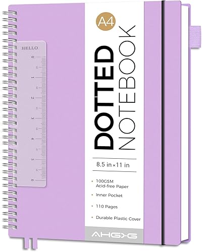Vista 33 de AHGXG Diario Punteado con Viñetas - Cuaderno Espiral con Cuadrícula de Puntos de 8.5" x 11", A4 Cuaderno Grande Punteado, Papel Grueso de 100 GSM