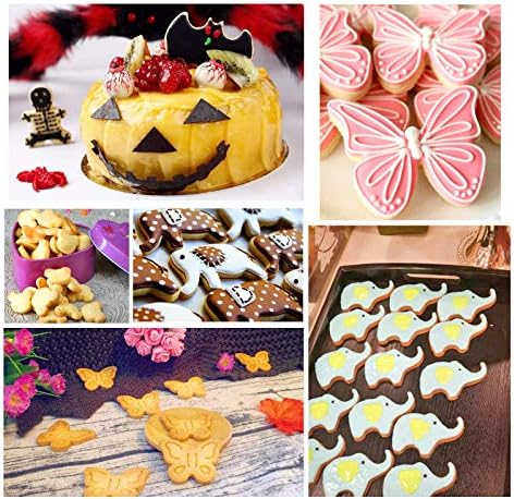 30 Pcs Cookie Cutters Stainless with Comfort Grip Steel Sandwich Vegetable Cutters Set, Animal Shapes DIY Cake Decoration Molds Fruit Chocolate Cutters with Fork and Brush for Holiday Party Bake Gift