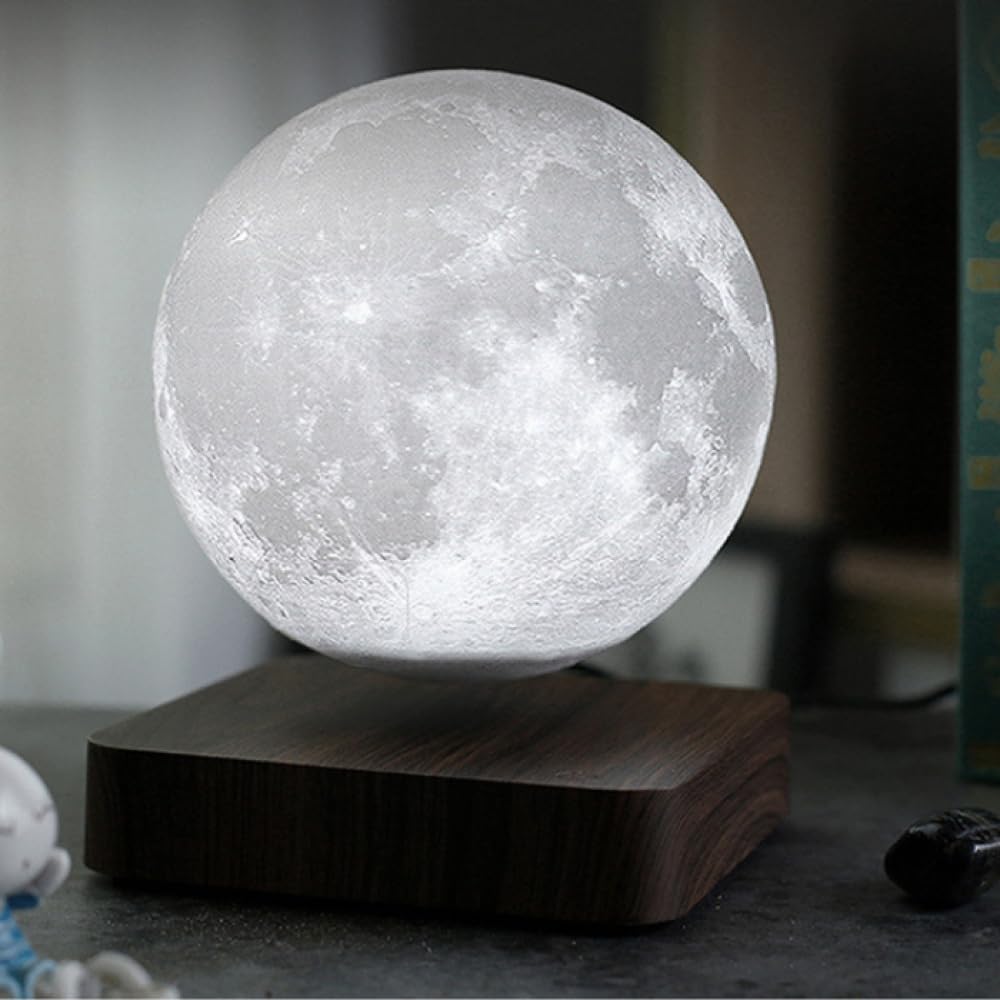 HAZARA Lámpara de Luna de levitación magnética impresión 3D Luna led cabecera decoración Juguete luz de Noche Moda Regalo de cumpleaños-A