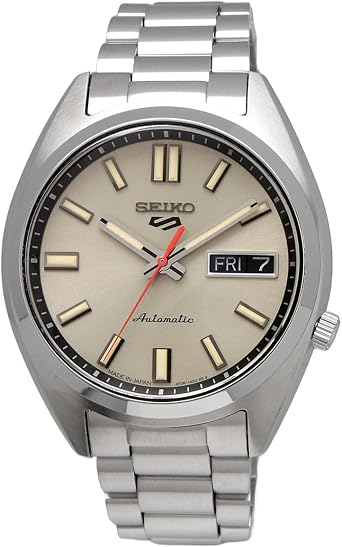 Seiko 5 SPORTS SNXS Series Automatic Wristwatch, Made in Japan, SRPK91, Men's Silver, Dark Ivory Dial, Overseas Model