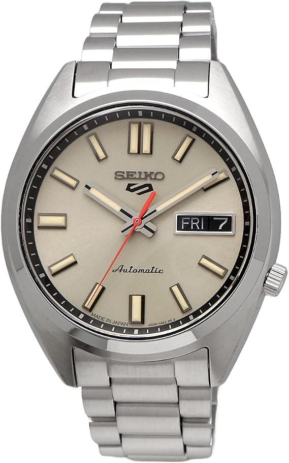 Seiko 5 SPORTS SNXS Series Automatic Wristwatch, Made in Japan, SRPK91, Men's Silver, Dark Ivory Dial, Overseas Model