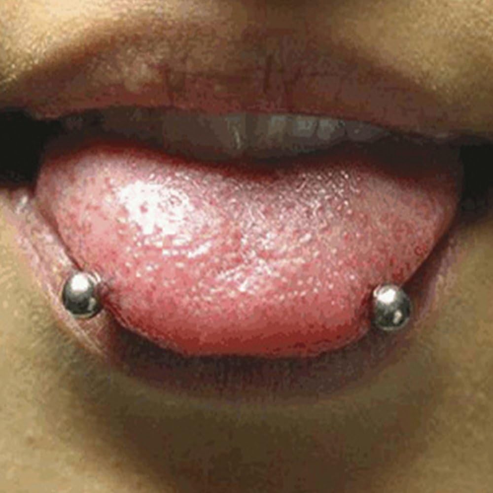 Snake Eyes Tongue Ring Piercing 16G 14mm Surgical Steel