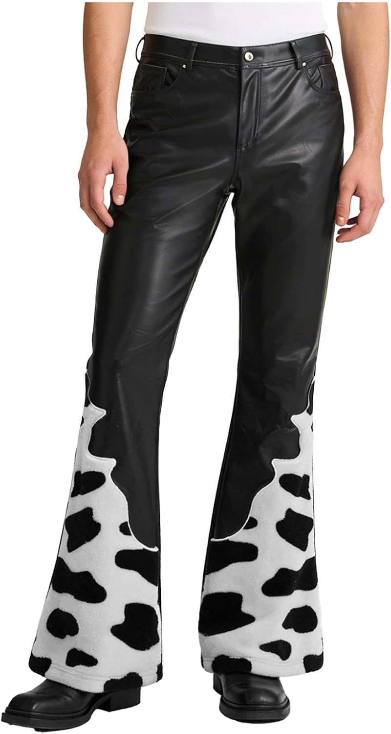 70s Disco Pants for Men Vintage Pants for Men Cowboy Costume High Waisted Flare Leggings Hippie Rave