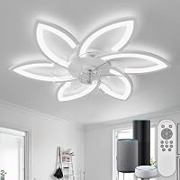 YUNLONG Okos Mennyezeti Ventilátor Virág Dizájnnal, Szabályozható LED Világítással, Alexa Kompatibilis, Távirányítóval, Bluetooth Vezérlés 1