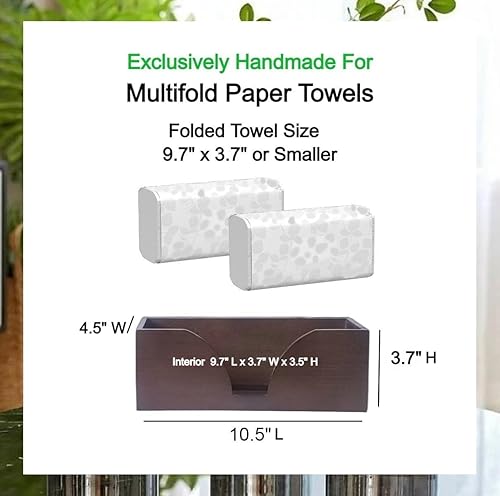 Miniatura 2 de Dispensador de toallas de papel multipliegue para encimera en nogal oscuro, soporte de toalla de papel plegado de madera de bambú, para servilletas
