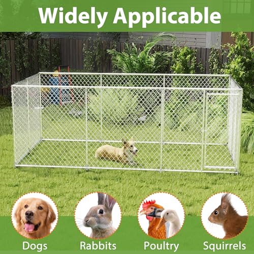 FIVMEN Outdoor Hundezwinger 400x200x150 cm Groß Hundekäfig Hundehütte Hundehaus Verzinkter Stahl mit Abschließbarer Tür Hundezaun Hundeauslauf Draußen
