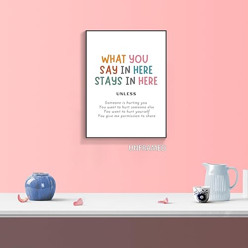 Miniatura 7 de xbsifyiooa Póster de confidencialidad What You Say In Here Stays In Here, psicología de la salud mental, terapia de oficina, arte de pared,