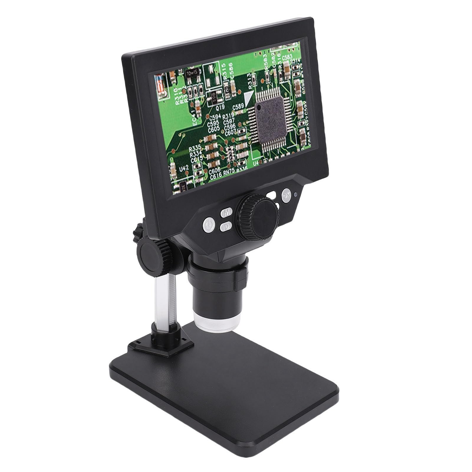 Microscopio Elettronico Digitale Schermo da 5,5 Pollici Ingrandimento 1080P HD 1000X con 8 Luci LED, Lente d'Ingrandimento per Monete per PC Windows, Supporto Regolabile per Riparazione e