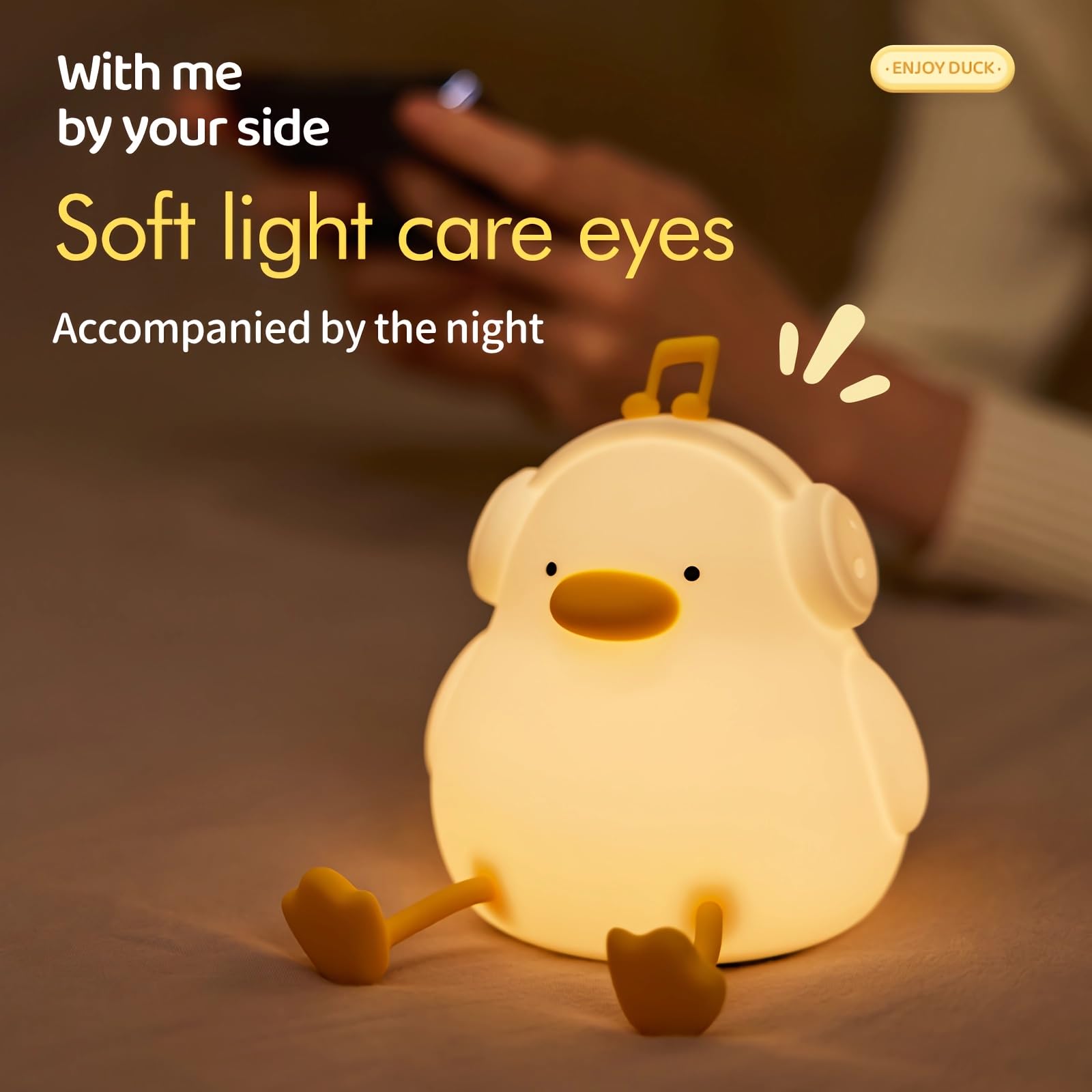 Nachtlicht für Kinder, niedliche Musik-Enten-Lampe, 3-stufig dimmbar, über USB wiederaufladbar, mit Timer, beruhigendes Tierspielzeug für Kinderzimmer, Schlafzimmer, Schlafsaal, Geschenk für Jungen