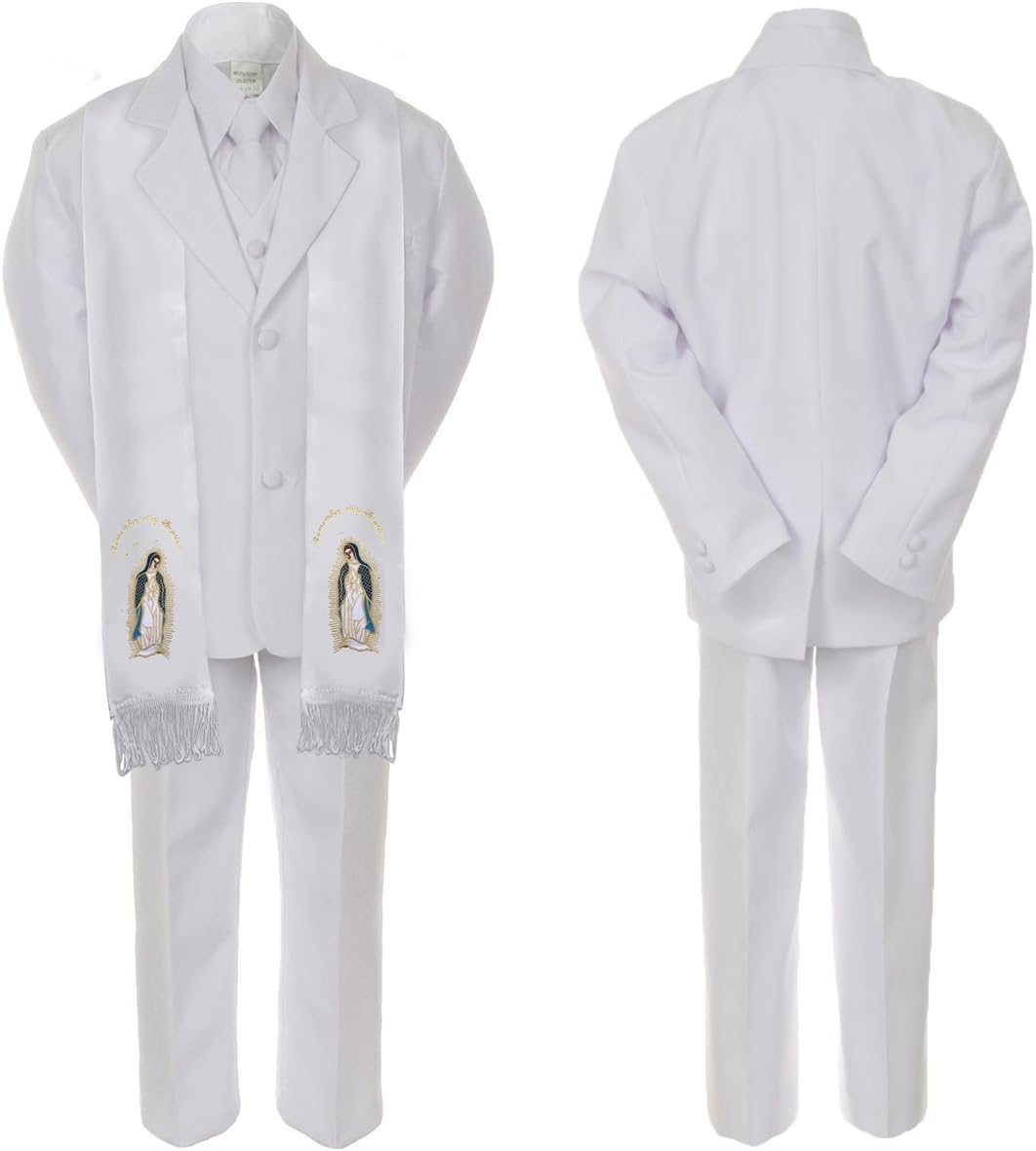 Baby Boy Kid Christening Baptism Communion White Suit Mary Maria Stole Sm-7