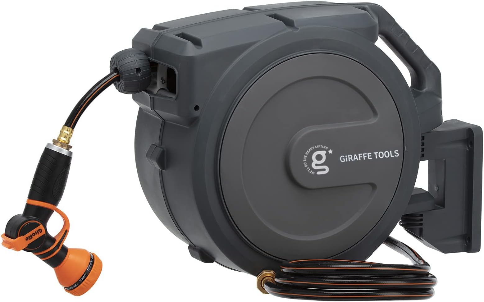 Hose Reel 1/2‘’ 78 ft, Heavy Duty Retractable Garden Hose Reel with Any Length Lock, Slow Return System, Wall Mounted and 180 Deg Swivel Bracket