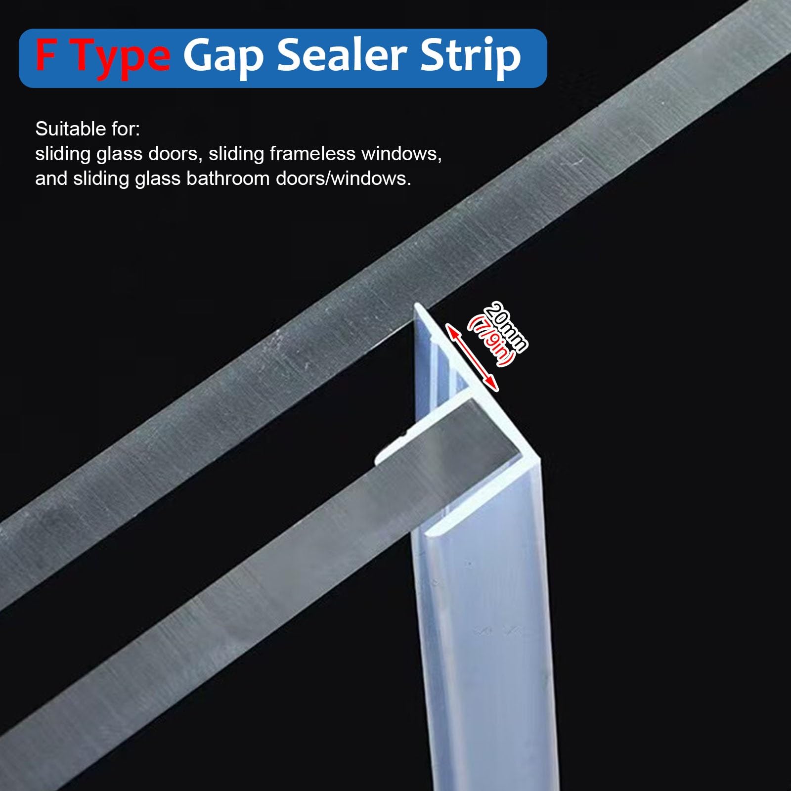 Guarnizione Laterale Per Porta Doccia Scorrevole In Vetro Da 6/8/10/12 Mm | Con Flip Da 20 Mm, Ferma Le Perdite Della Doccia, Crea Una Barriera D'acqua, Guarnizione Per Porta Della Doccia Del Bagno