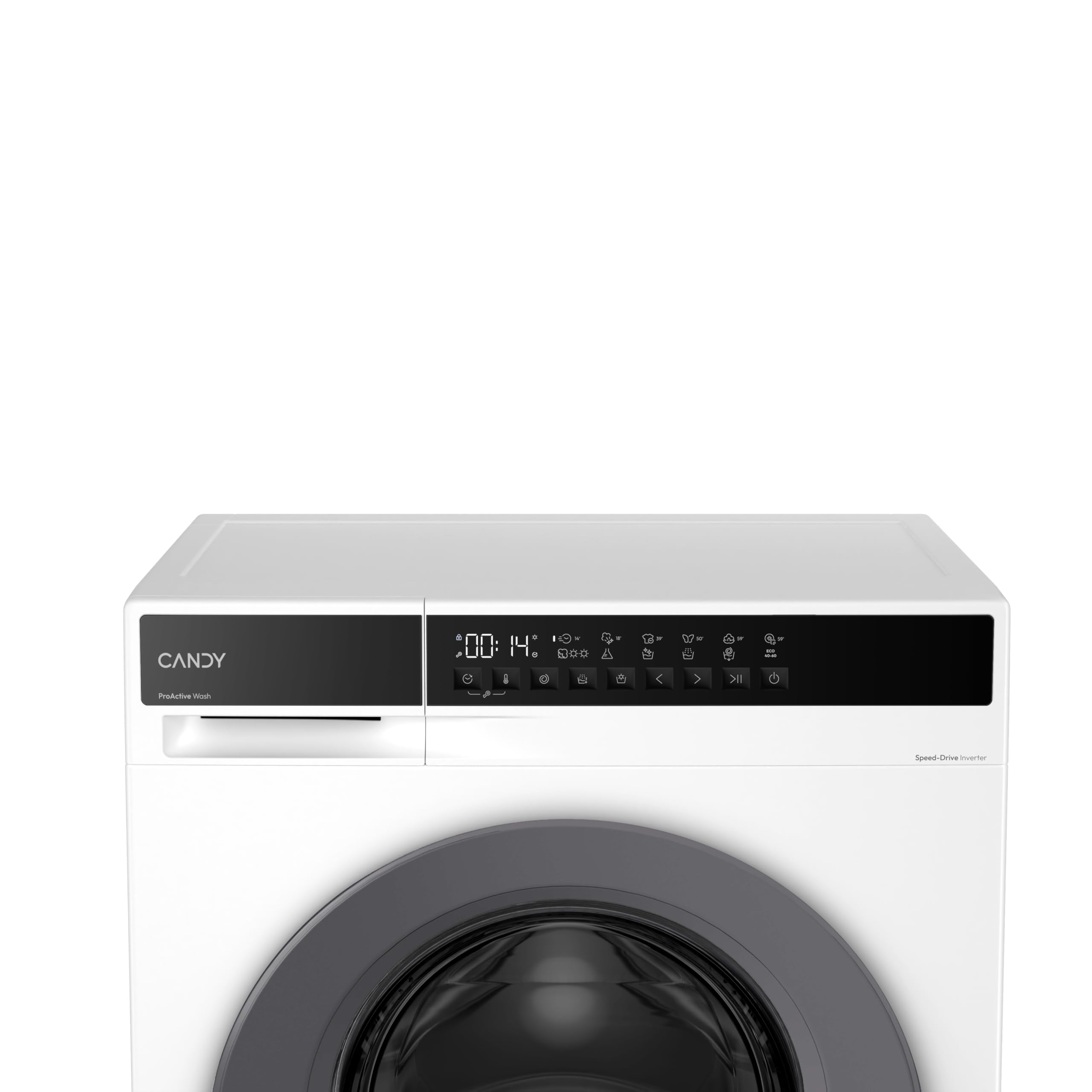 Candy EWY485SG8S Lave-linge Séchant ProActive Wash, 8 kg Lavage / 5 kg Séchage, 1400 tr/min, Wi-Fi + Bluetooth®, Blanc avec Porte Noire, EWY485SG8S