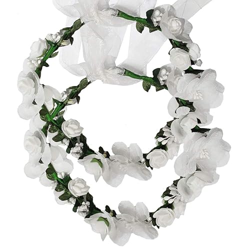 Miniatura 9 de Diadema de corona de flores, corona, guirnalda, bandas para el cabello, diseño floral, boda, novia, lazo, decoración de fiesta, tocado, tocado