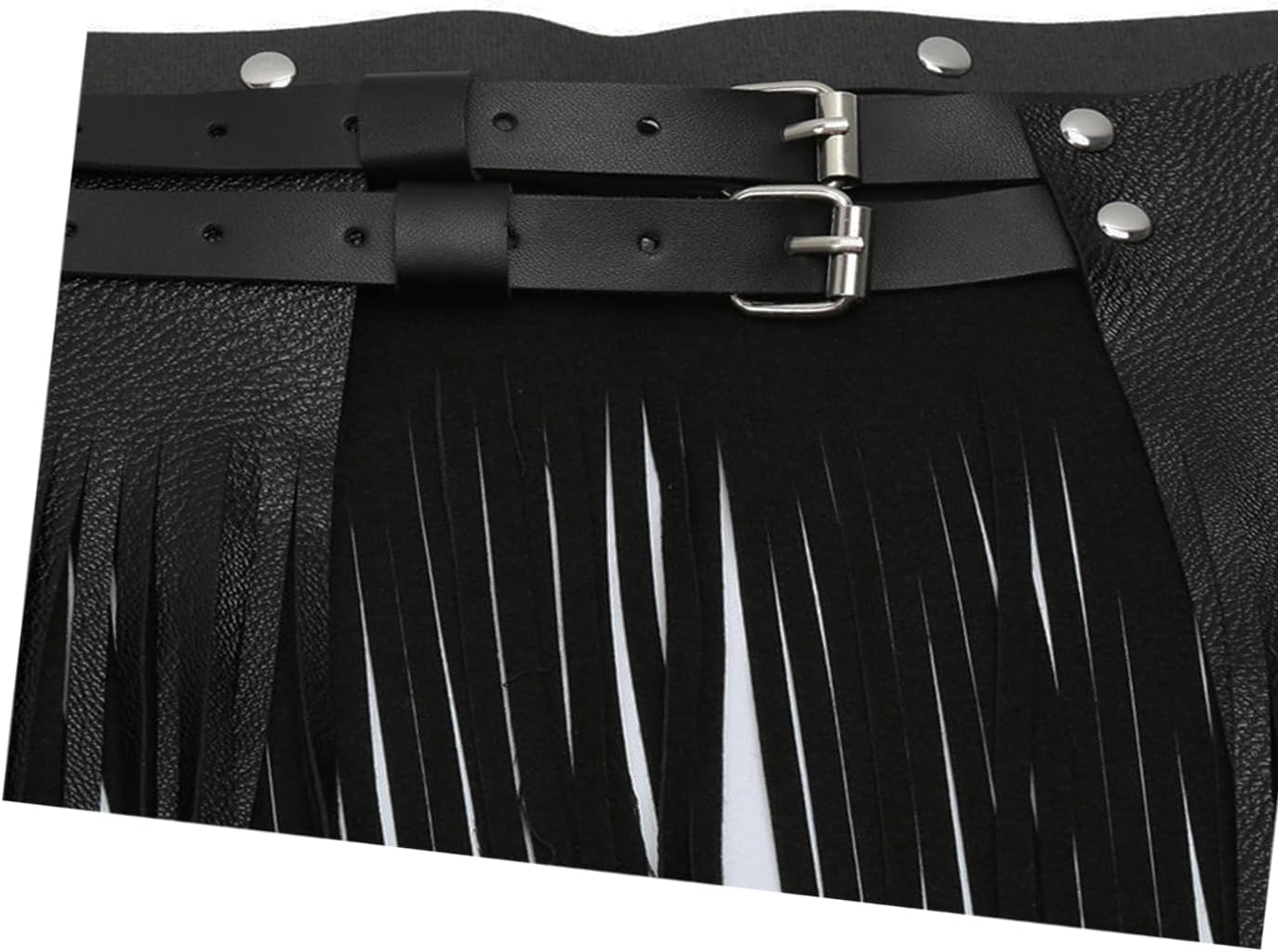 Tassel Waist Belt for Women Fringe PU Leather Hippie Boho Jazz Dance Dress Performance Party Clubwear