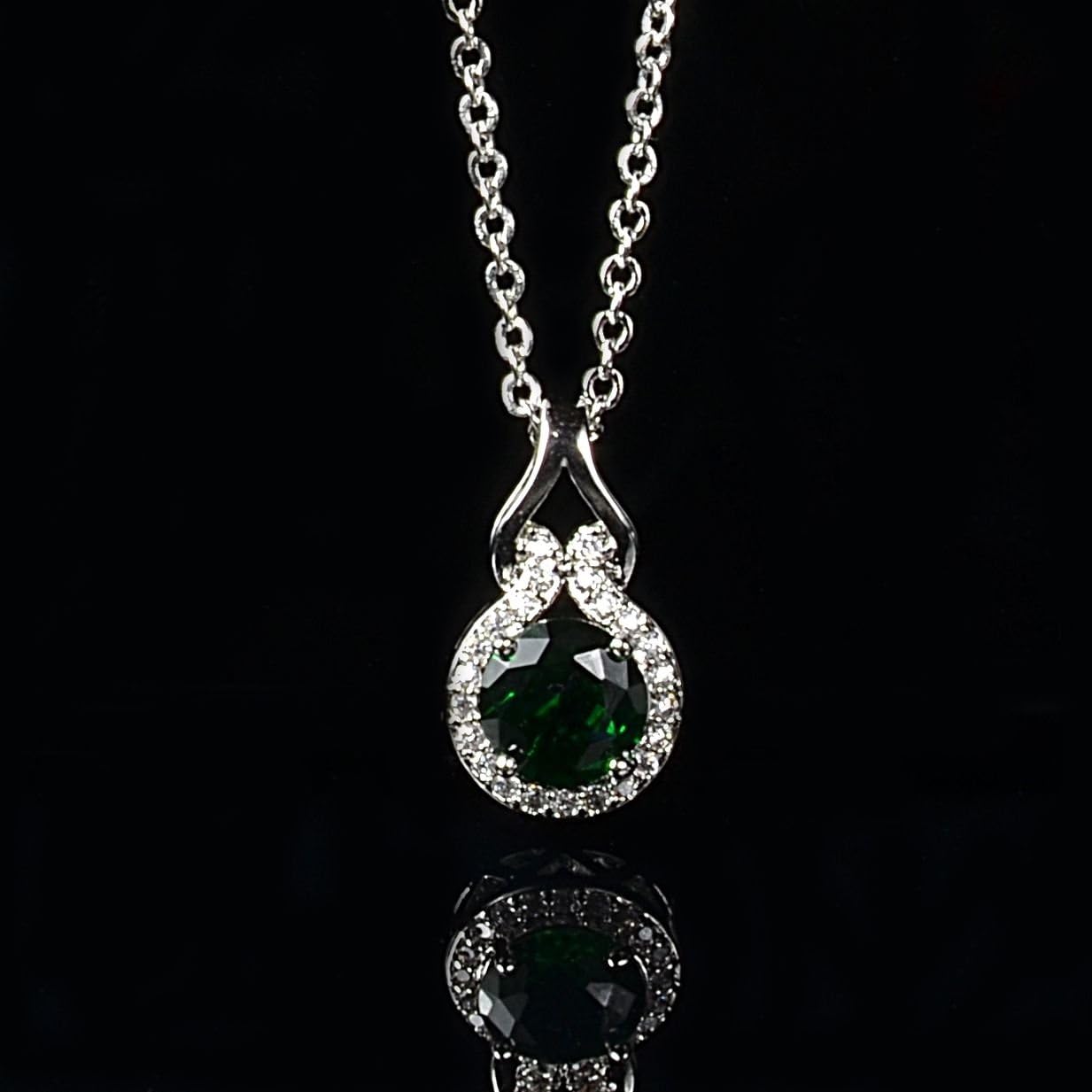 Crystalline Azuria Round Zirconia Crystals Set Pendant Necklace Earrings 18K White Gold Plated for Women - Image 2