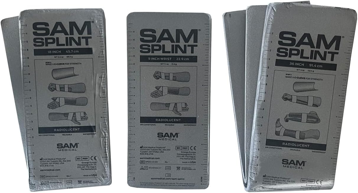 SAM Medical SPLINT 3X COMBO PACK, 36", 18" AND 9" -CHARCOAL GRAY