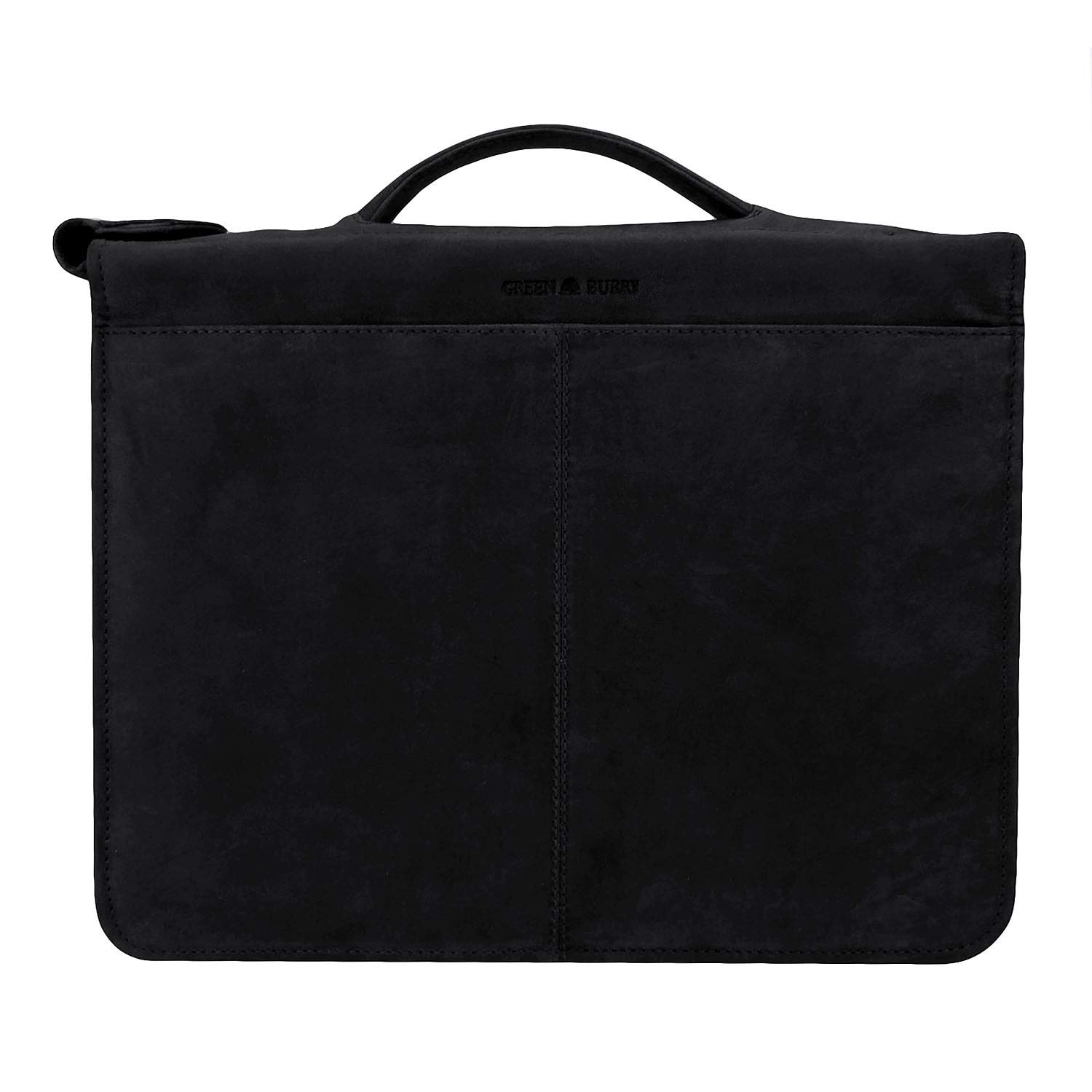 Greenburry Dokumentenmappe Leder - Schwarz Vintage Revival - Hochwertiges Rindsleder - Schreibmappe Leder - Konferenzmappe Leder - Ringbuch Leder