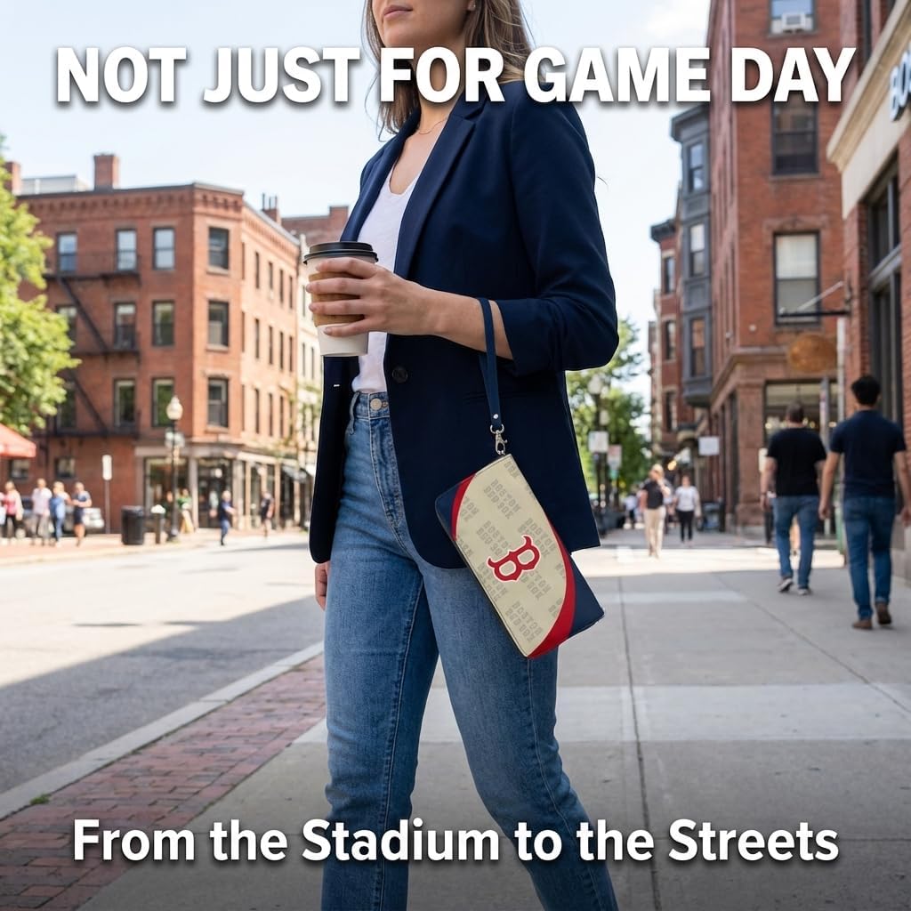 Littlearth MLB Boston Red Sox Curve Zip Organizer Wallet, Wristlet and Wallet in One, Team Color, 8 x 4 x 1 Inches