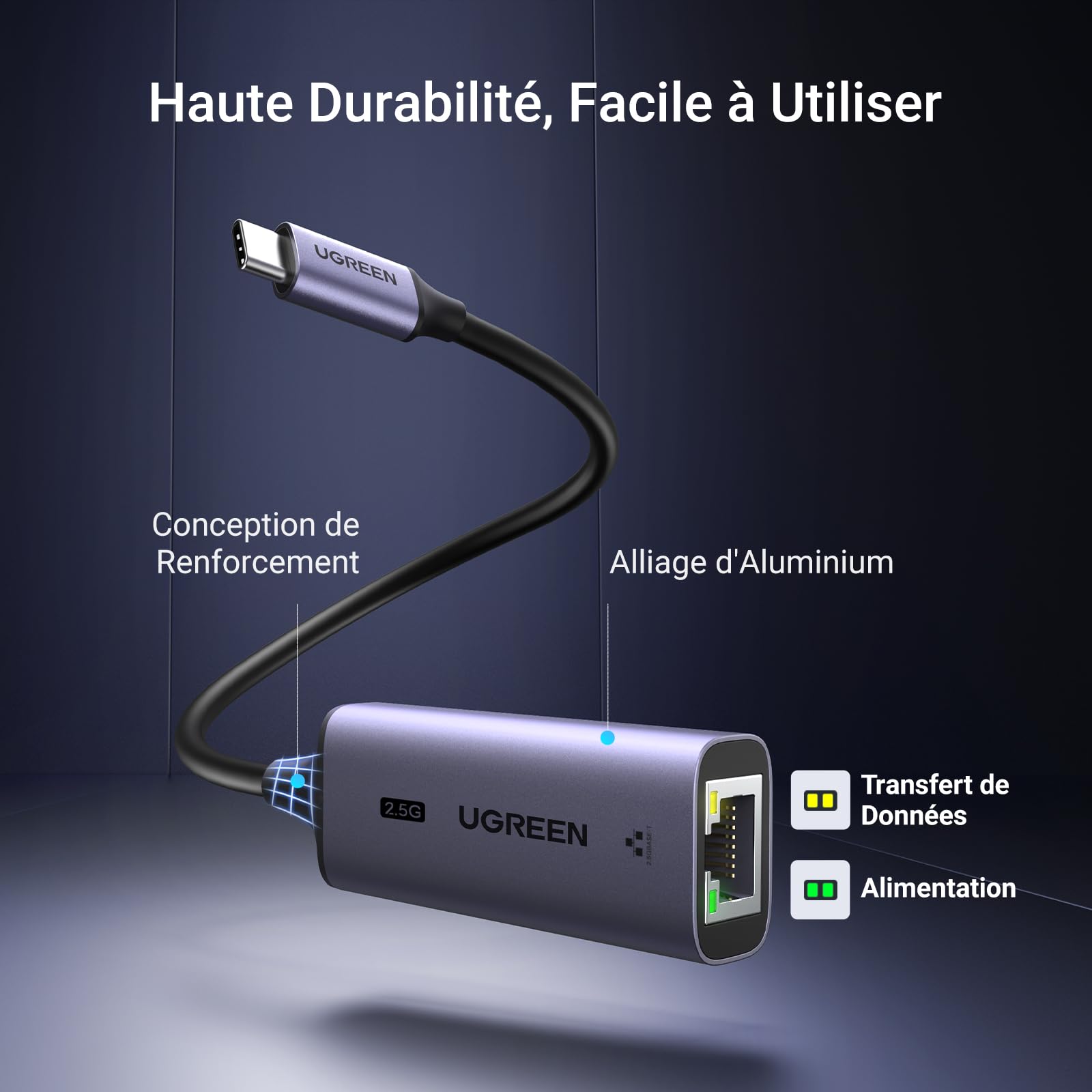 UGREEN Adaptateur USB C vers RJ45 Ethernet 2.5 Gigabit Réseau LAN