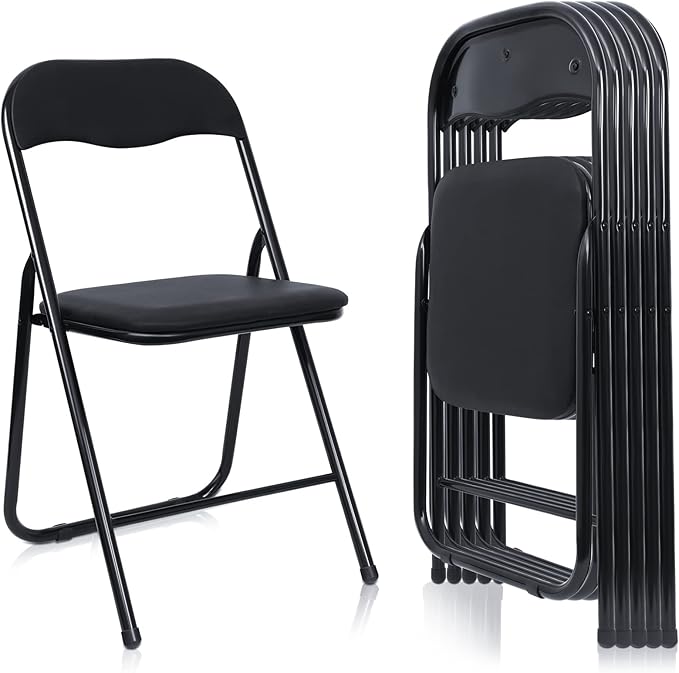 Amazon.com: Kathfly 6 Pcs Steel Folding Chair Set Foldable Chair with ...