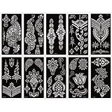10 Blatt Tattoo Schablonen Kit für Frauen, Body Art Tattoos Schablonen Aufkleber Flower Lace Pattern Designs Tattoo Vorlagen für Hand Fuß