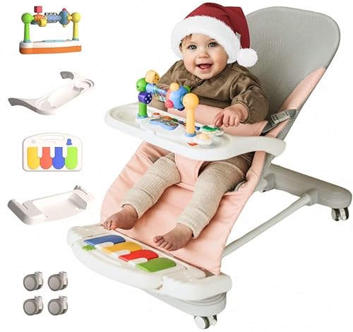 Miniatura 1 de CuddoBaby - Gorila para bebé 4 en 1 con ruedas, pianos desmontables, bandeja de alimentación, asiento plegable reclinable de 3 niveles con barra de