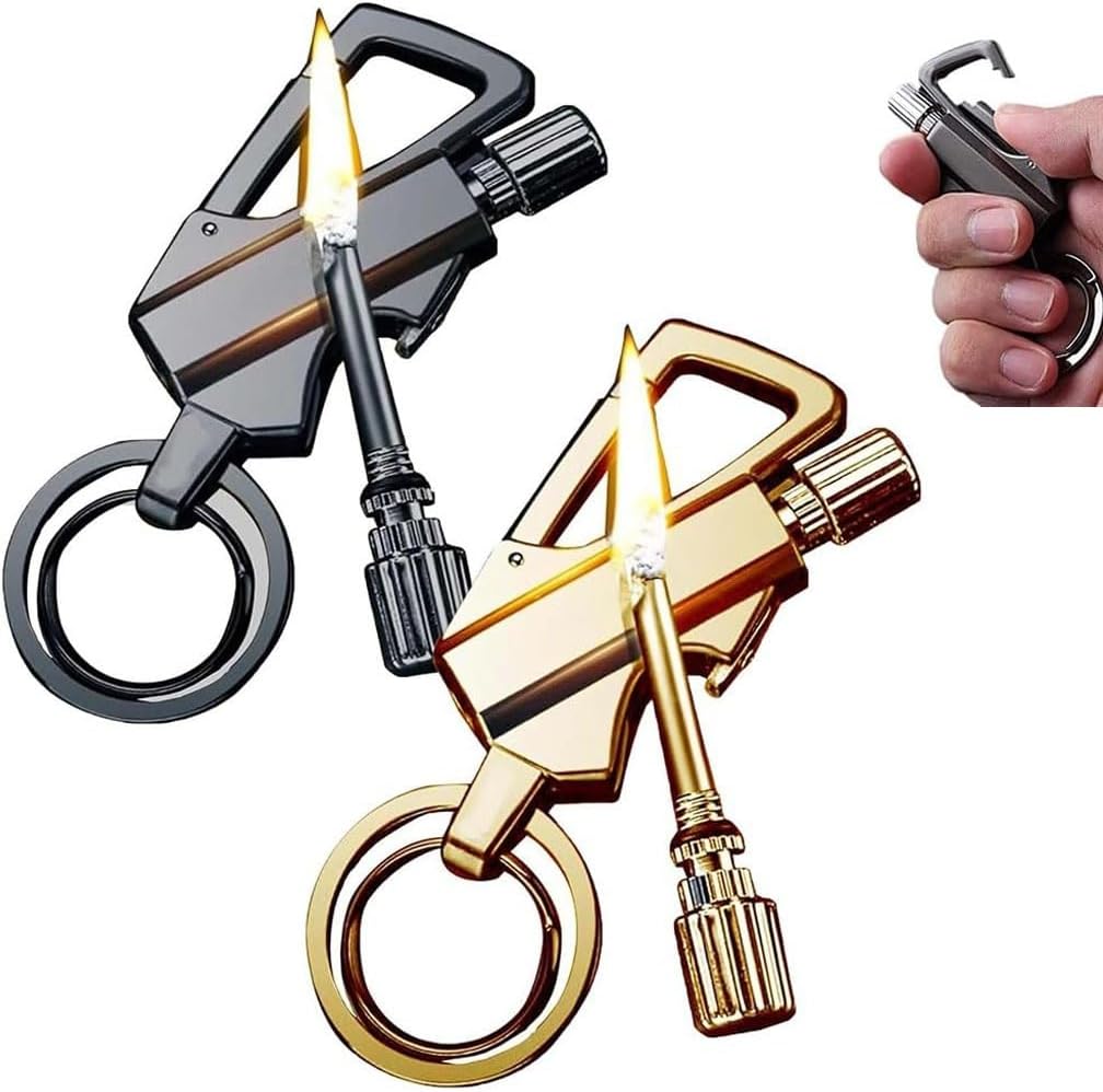 Permanent Match Infinity Lighter with Multitool Keychain Bottle Opener, Metal Material, Kerosene Refillable,Gift for Men(2pack 3)
