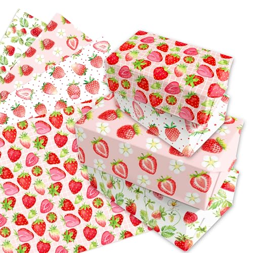 Papier kraft fraise pour loisirs créatifs, emballage cadeau original et scrapbooking créatif