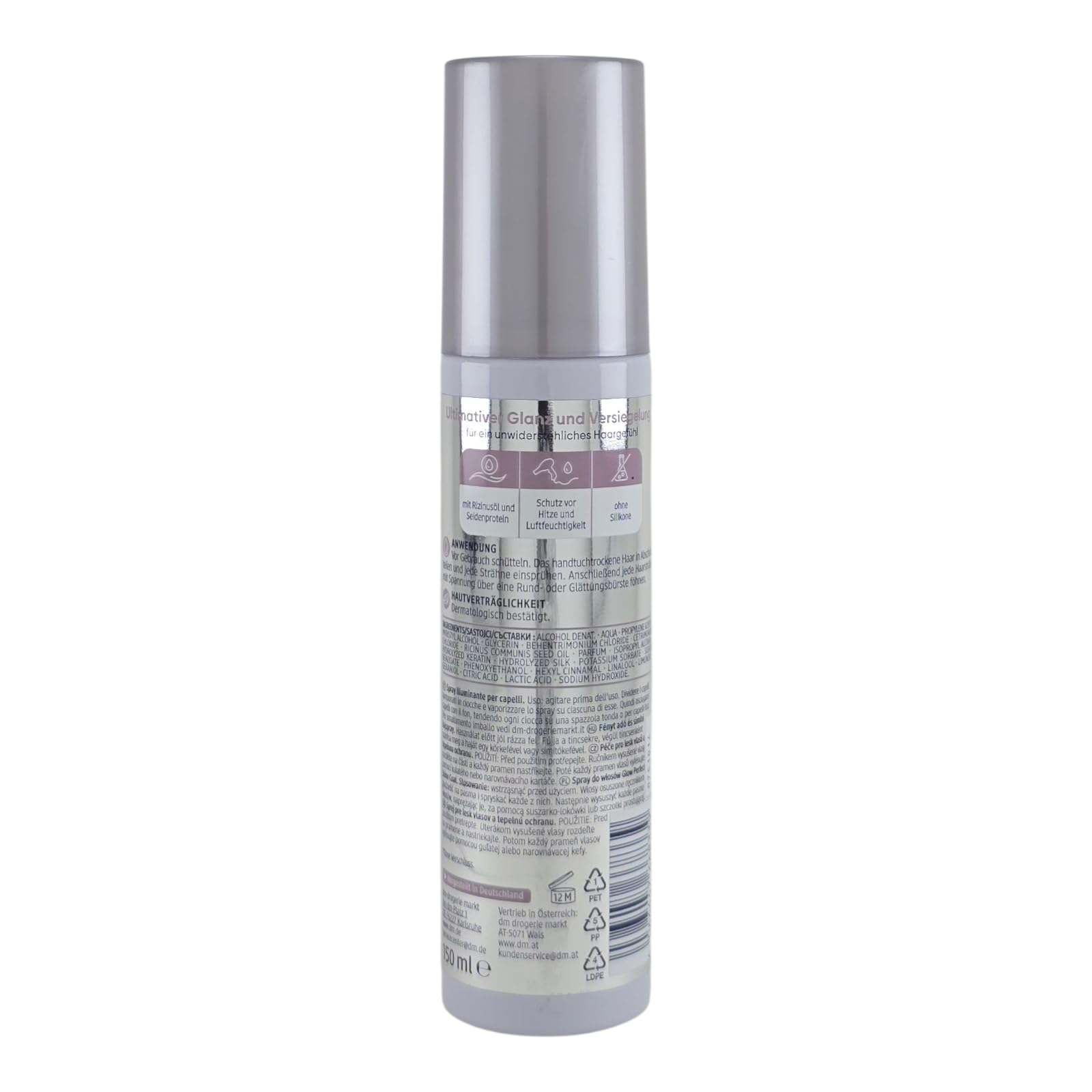 Balea GLOW & SHINE Komplett-Set (5-teilig) | Ultimatives Haarpflege-System für Spiegelglanz mit Shampoo, Spülung, Laminier-Kur, Hitzeschutz & Finishing Spray | mit Glykol-Glossing-Technologie