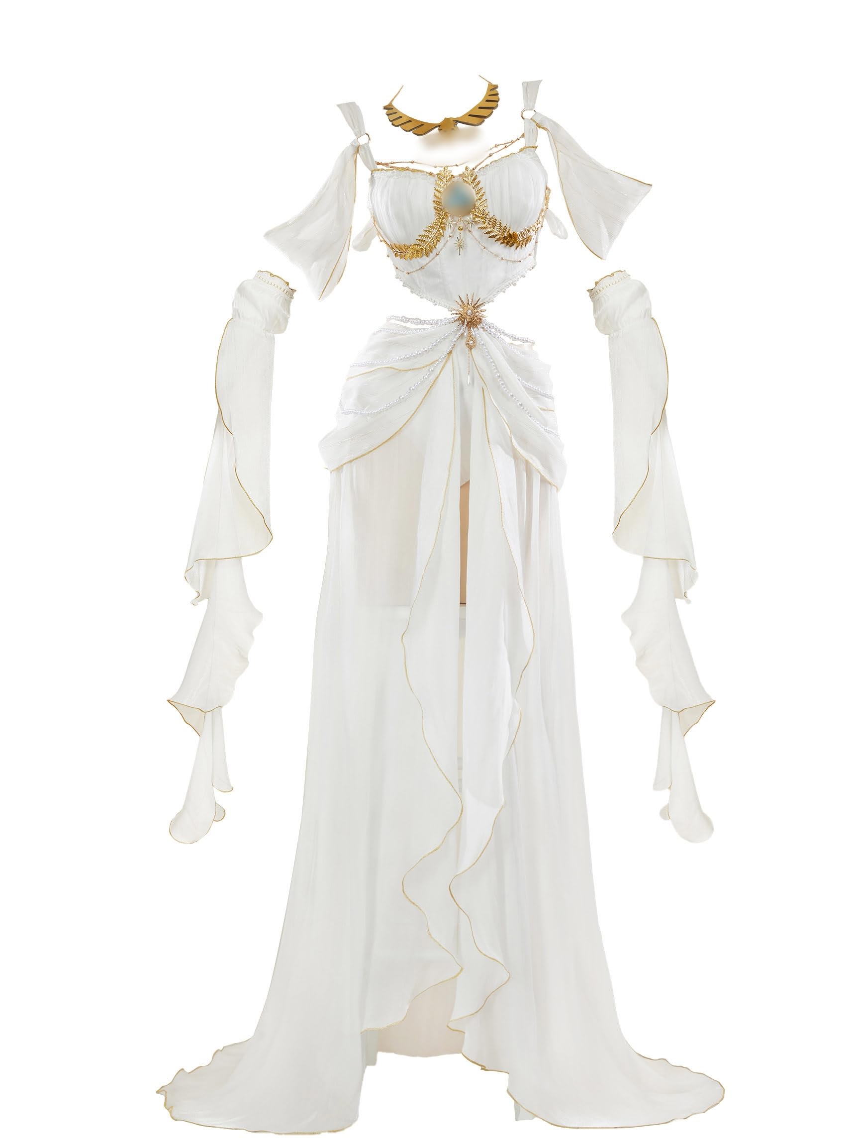 Mobunny - Costume da principessa, da donna, lingerie sexy, abito da ballo, body con maniche e collana