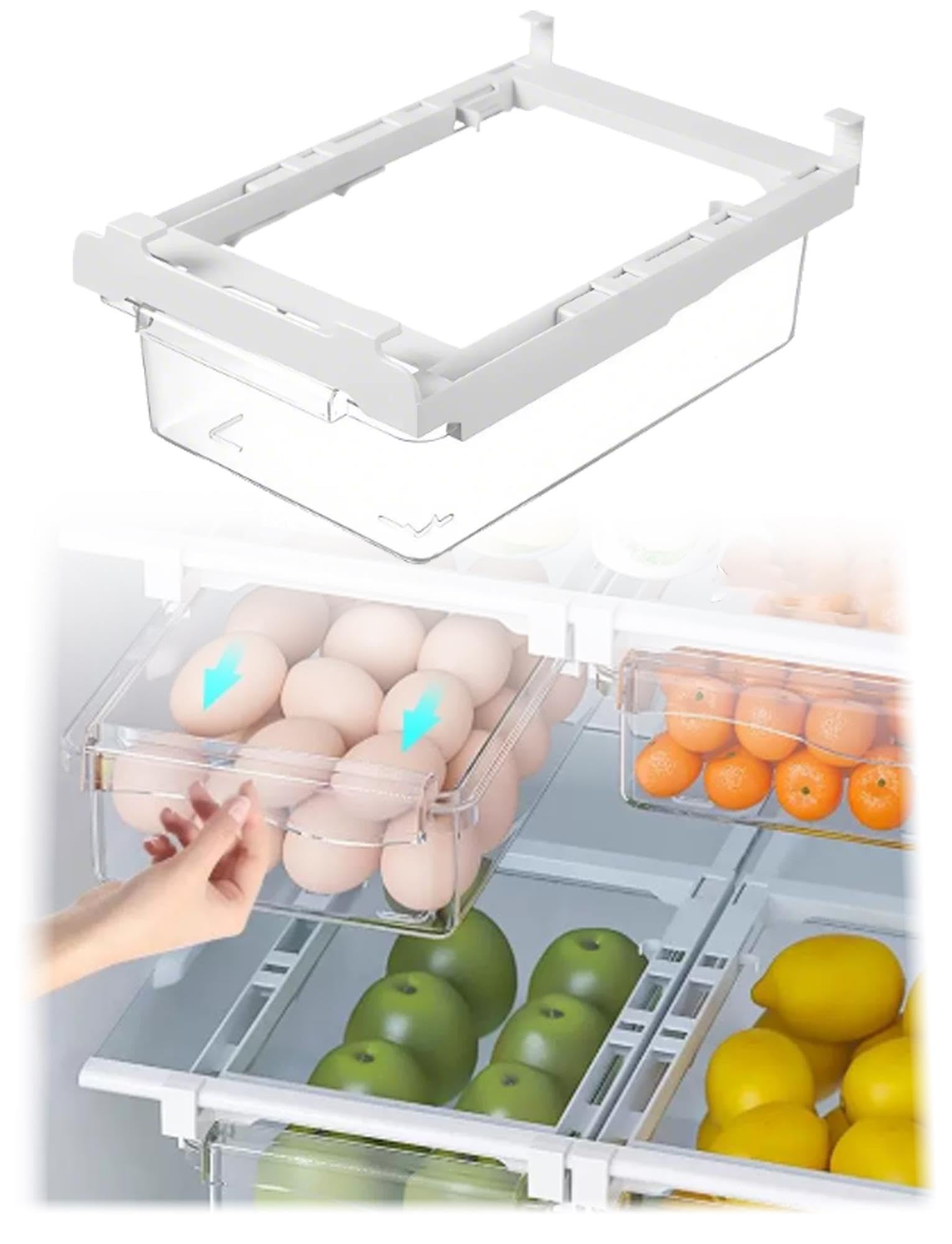 Organisateur frigo suspendu transparent, tiroir rangement sous étagère