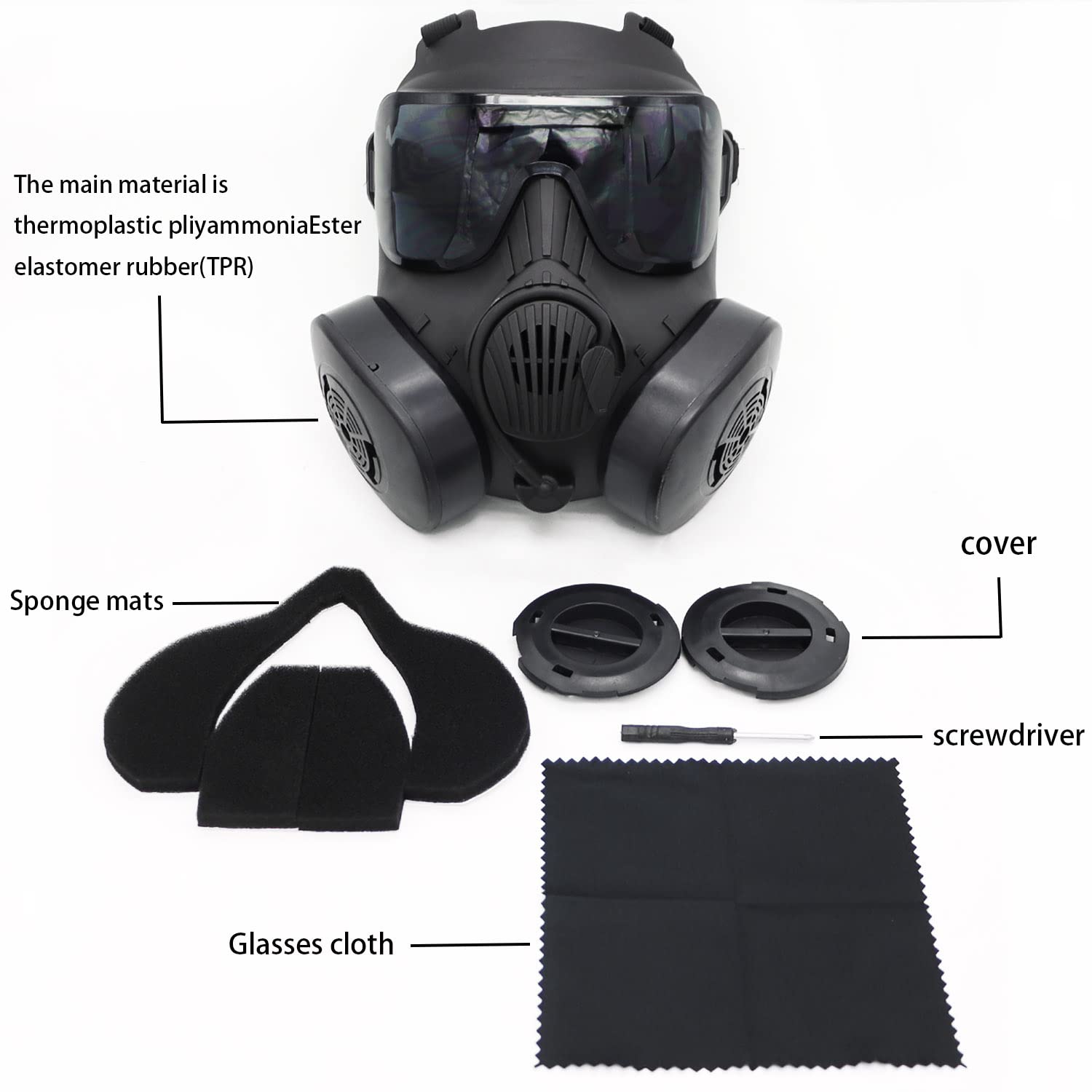 M10 - Maschera antigas protettiva tattica per softair, protezione completa per gli occhi, con teschio, cinghia regolabile, per pistola BB, sport all'aria aperta, CS, cosplay, tiro, film, paintball