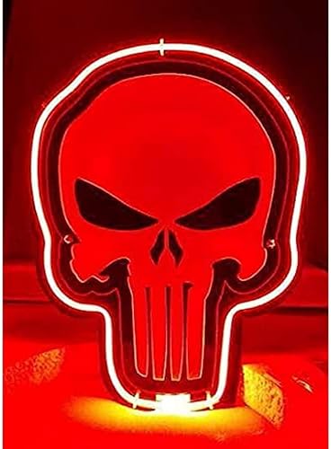24inx20in Punisher Skull Neon Sign Light 3D Tallado Bar Pub Cerveza Lámpara Artesanal