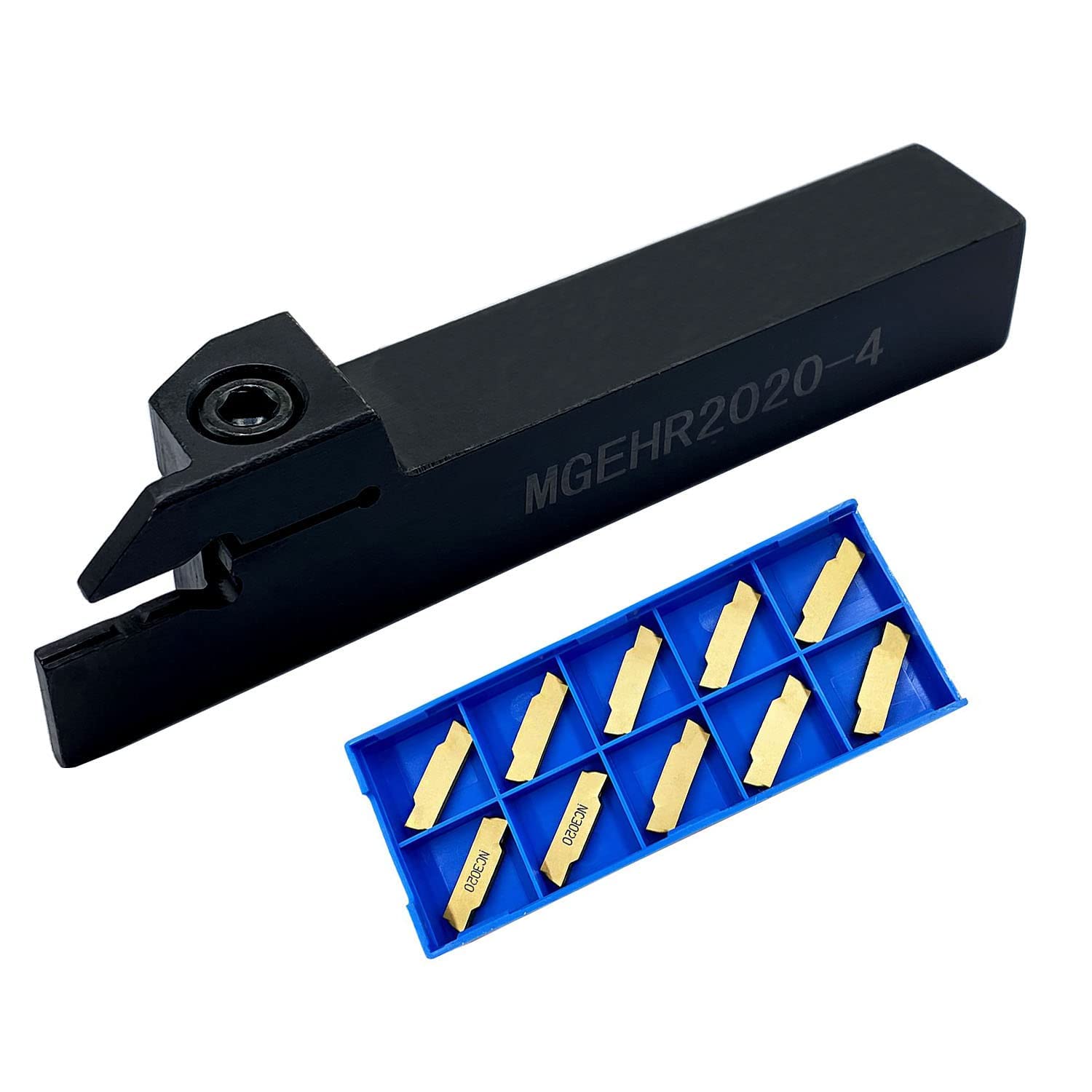 GBJ MGEHR 2020-1.5/2/2.5/4 20×20mm 3/4“ +10pcs MGMN Carbide Grooving Cutting Holder Grooving Cut-Off Tool Holder (3/4" Holder + MGMN 400 Inserts)