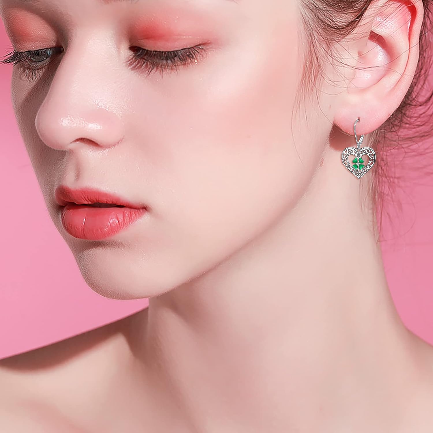 Shamrock Earrings Sterling Silver St Patrick’s Day Earrings Irish Celtic Knot Four Leaf Clover Leverback Earring Jewelry Gifts - Image 3