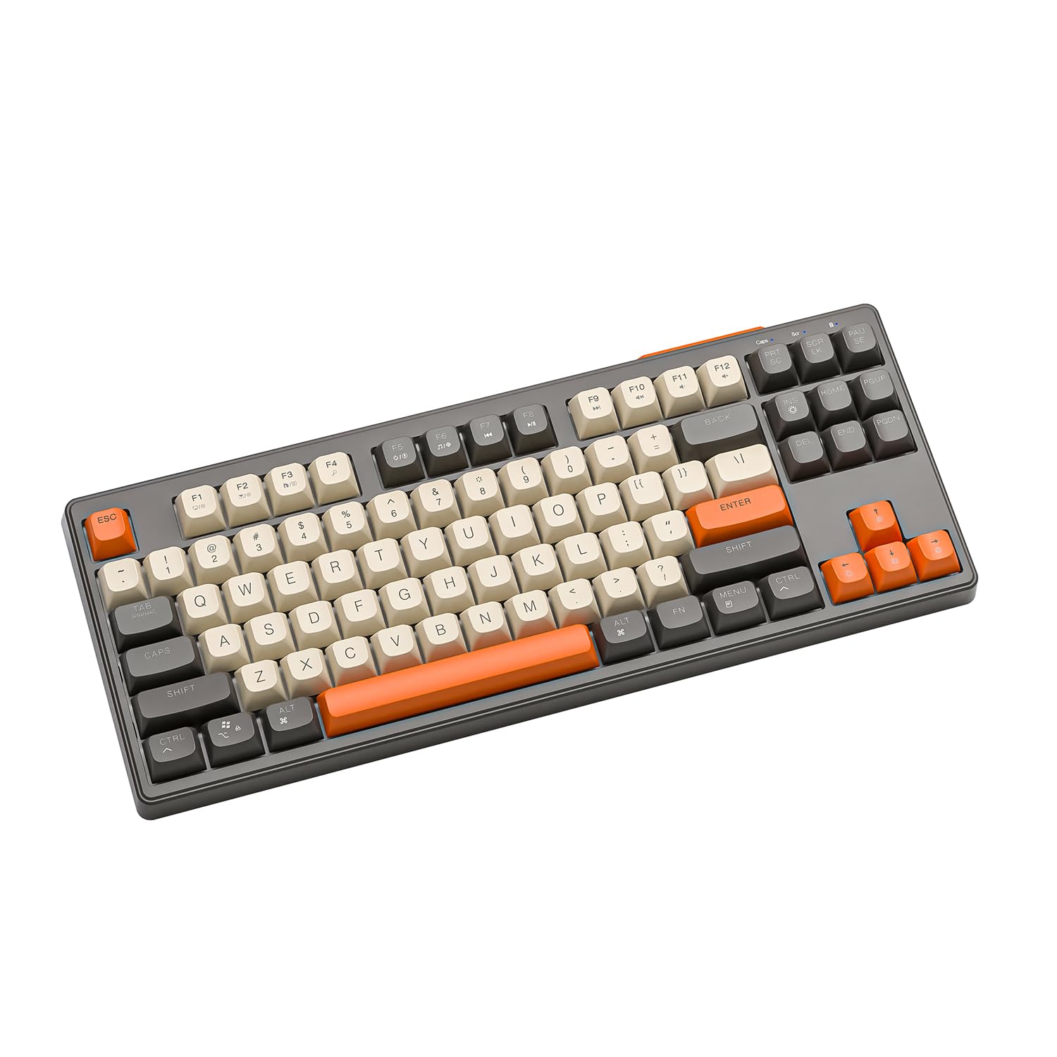 ATTACK SHARK X FREEWOLF M87 - Teclado inalámbrico para juegos, 87 teclas TKL LED, recargable, sensación mecánica, teclado PBT para Mac/Win, Bluetooth 5.0/2.4 GHz, modo dual para oficina/juegos, brillo