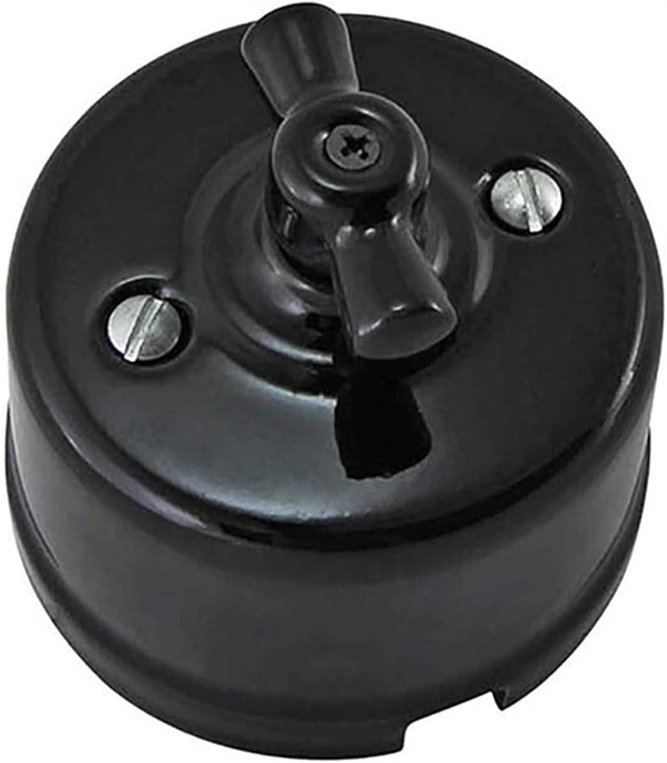 Rotary Encoder Rotary Vintage Porcelain Light Switch with Commutator Function (Color : Black, Size : 1 Gang)