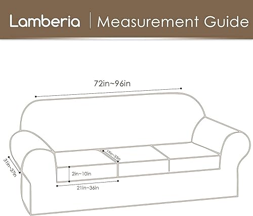 Miniatura 6 de Lamberia Funda de sofá de alta elasticidad para sofá de 3 cojines, 4 piezas, gruesa y lavable, funda de sofá jacquard de felpa, protector de muebles