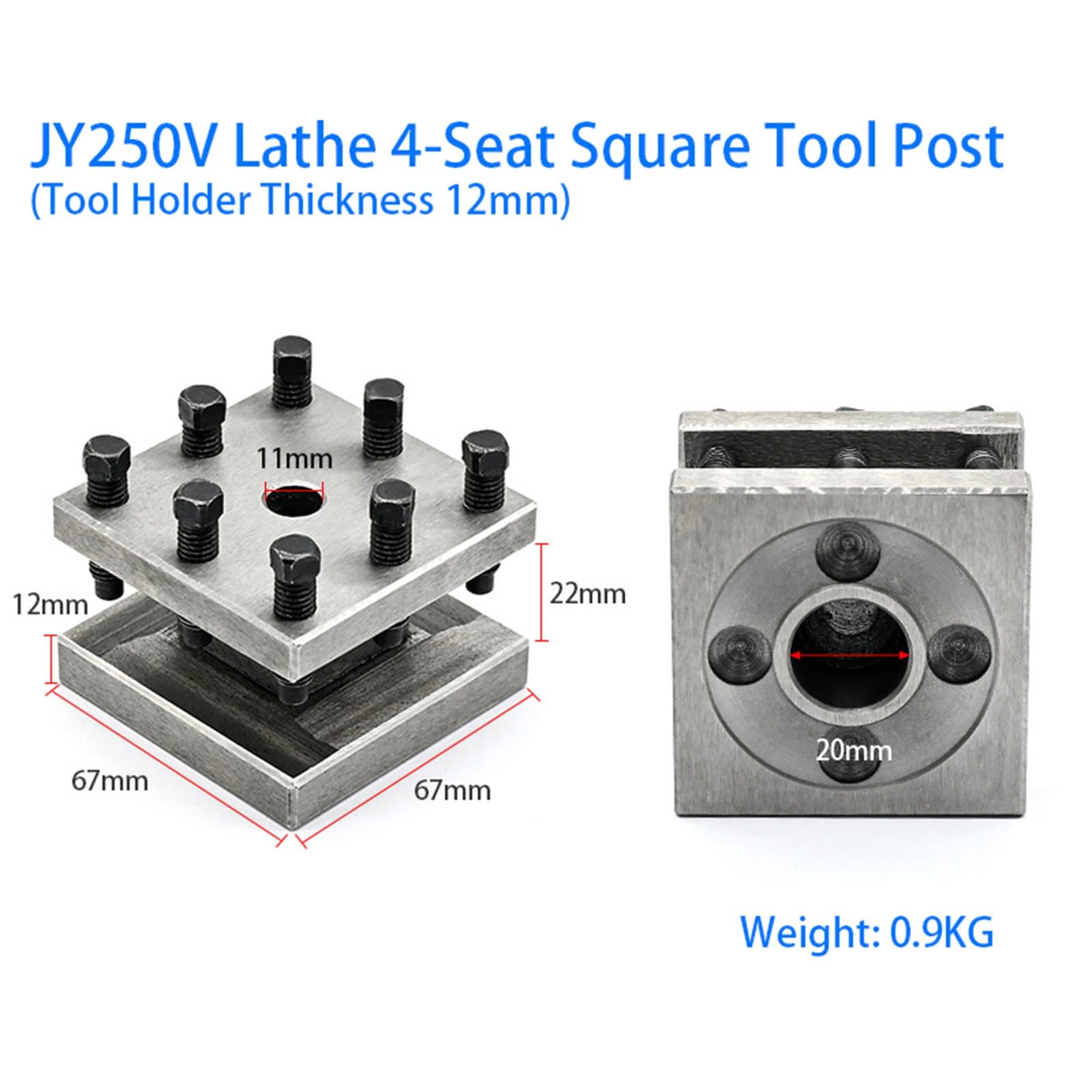 Palo portautensili per mini tornio, portautensili a 4 stazioni, altezza scanalatura 2,2 cm, planarità 0,02 mm per torni da banco, ideale per hobbisti fai da te e lavorazione di piccole parti