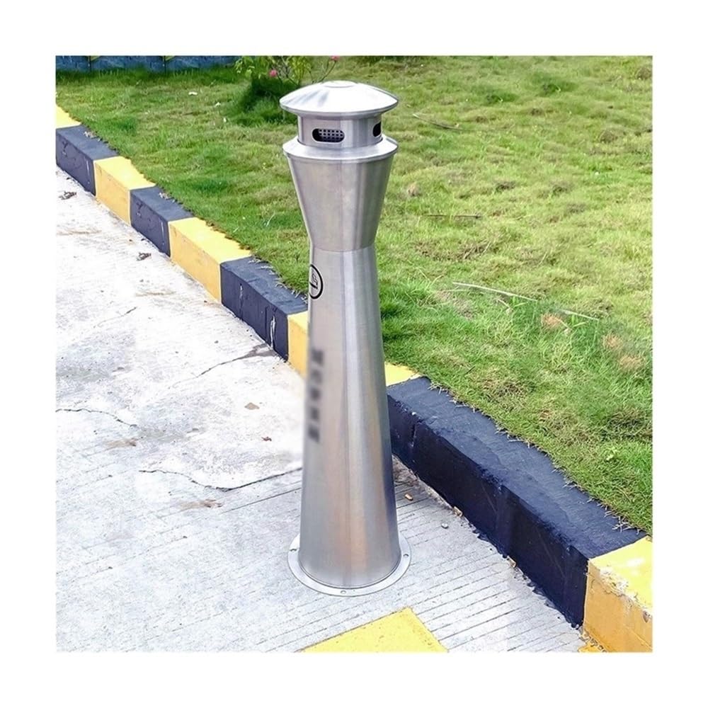 Cendrier d'extérieur en acier inoxydable avec colonne de mégots de cigarette, pilier de cendres imperméable pour l'extérieur public (noir)