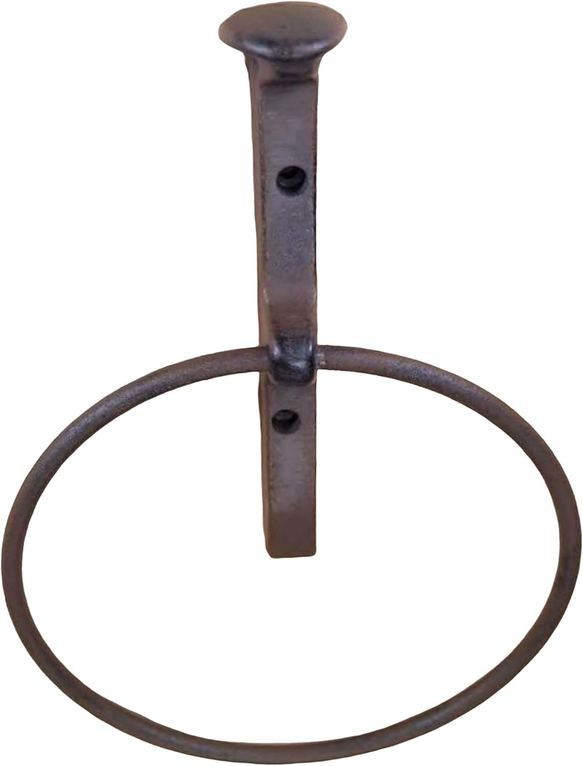 Cast Iron Railroad Spike Towel Ring 6 inch Brown w/Hardware
