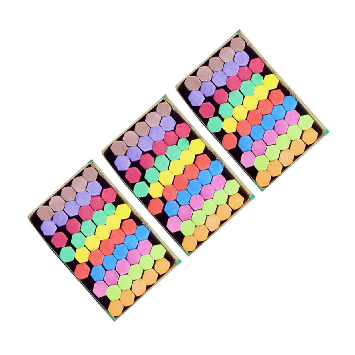 Craies Colorées Hexagonales 3 Boîtes sans Poussière Écriture Lisse et Facile à Effacer Matériaux en Gypse pour Tableau Noir pour Usage Scolaire et Intérieur