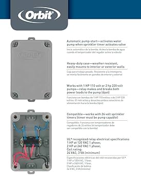 Orbit 57009 Sprinkler System 1-2 Horsepower Pump Start Relay