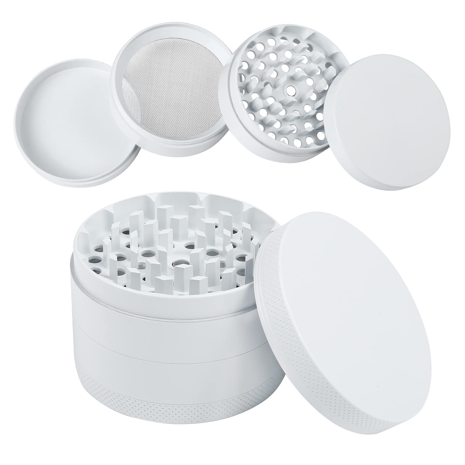 Golden Bell Grinder 2.5 inch Spice Grinder 4 Layers Zinc Alloy Grinder - White