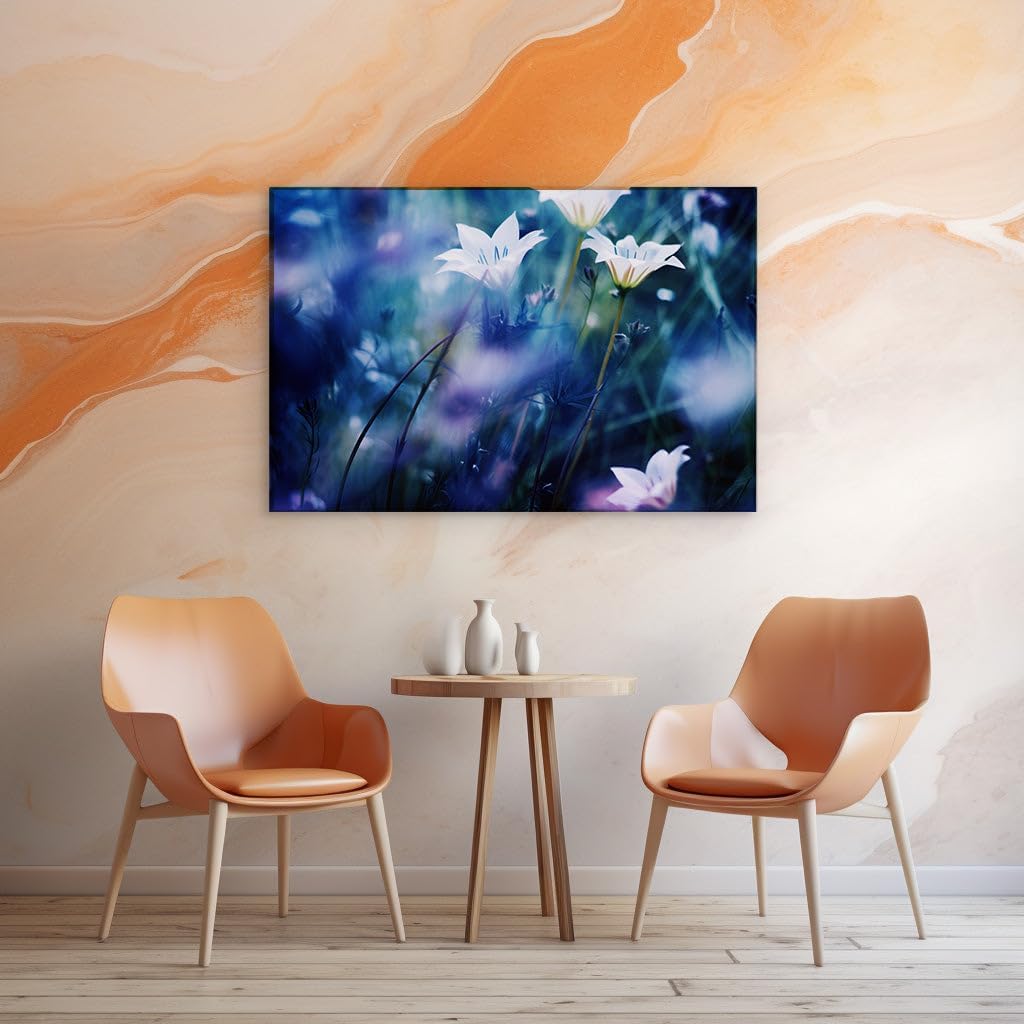 Canvas for Living room. Whispers of Serenity: Dreamy Blooms in a Pastel Haze, 27 x 18 inch Canvas Wall Art - Contemporary Masterpieces - Inspirational Office Decor
