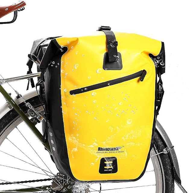 Rhinowalk Bike Bag Waterproof Bike Pannier for Biycle Cargo Rack 25-27L Postman Saddle Bag Shoulder Bag Laptop Pannier Rack Bicycle Bag Professional Cycling Accessories(Two in one)