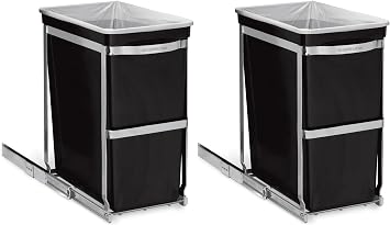 simplehuman CW1124 Pull-Out Kitchen Cupboard Cabinet Bin, Easy to Install, Commercial-Grade Ball-Bearing Tracks, Easy-Access Handle, Polished Heavy-Duty Steel Frame, W 24.9cm x H 48.5cm x D 45.0cm