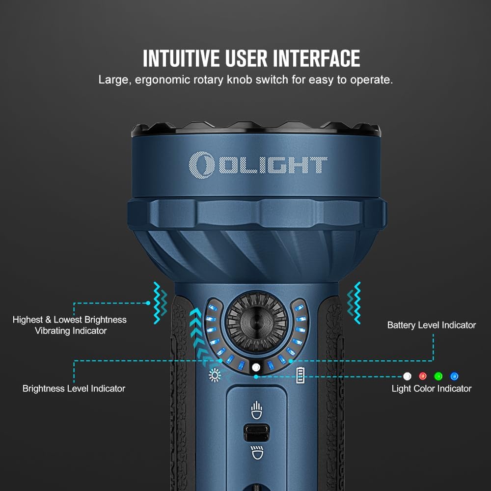 OLIGHT Marauder Mini 7,000 Lumens Bright Flashlight with 600 Meters Beam Distance, Powerful RGB Lights, Magnetic Rechargeable for Outdoors Work, Hunting, and Searching(Midnight Blue) - Image 6