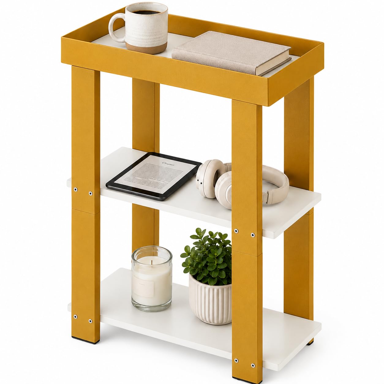 Amazon.com: ZEXVIDA Modern 3-Tier Gold Side Table, Narrow End